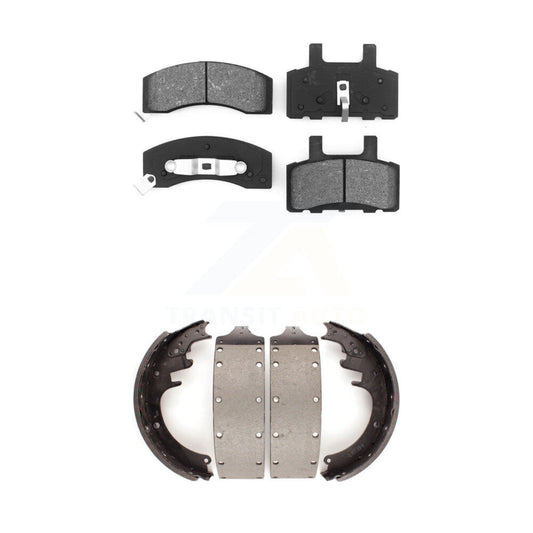 Semi-Metallic Brake Pads Drum Shoes Front Rear Kit For Chevrolet GMC K3500 Dodge