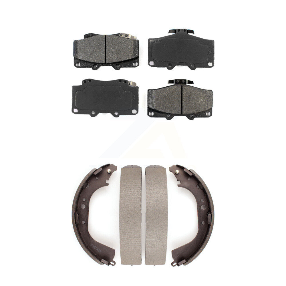 Semi-Metallic Brake Pads And Drum Shoes Front Rear Kit For Toyota 4Runner Pickup