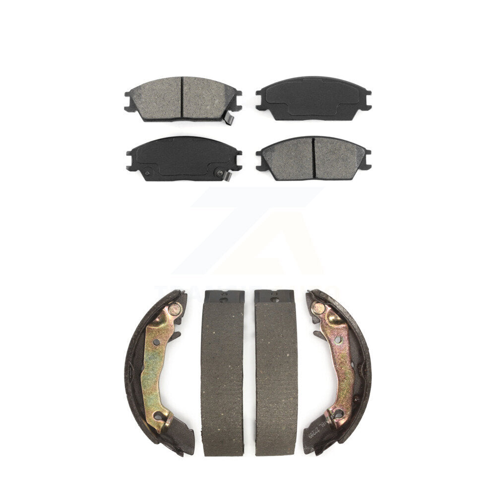 Semi-Metallic Brake Pads And Drum Shoes Front Rear Kit For Hyundai Accent Excel