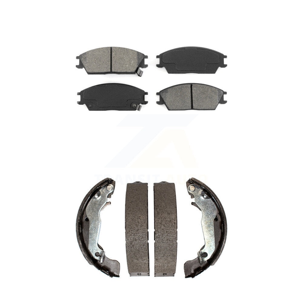 Semi-Metallic Brake Pads & Drum Shoe Front Rear Kit For 2003-2005 Hyundai Accent