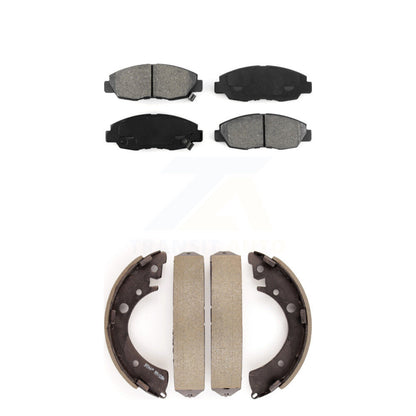Semi-Metallic Brake Pads And Drum Shoes Front Rear Kit For Honda Civic Acura EL