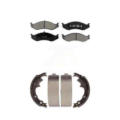 Semi-Metallic Brake Pads And Drum Shoe Front Rear Kit For Jeep Wrangler Cherokee