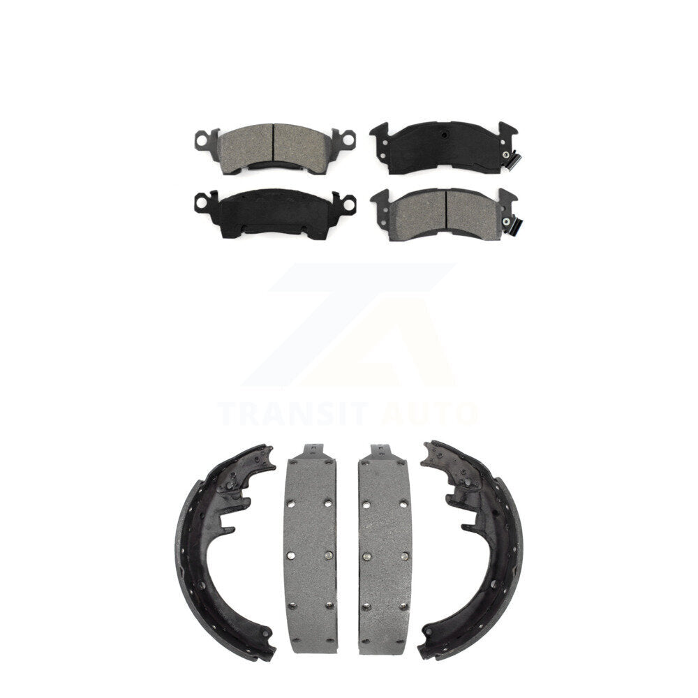 Semi-Metallic Brake Pads Drum Shoes Front Rear Kit For GMC G3500 K2500 C2500 C20