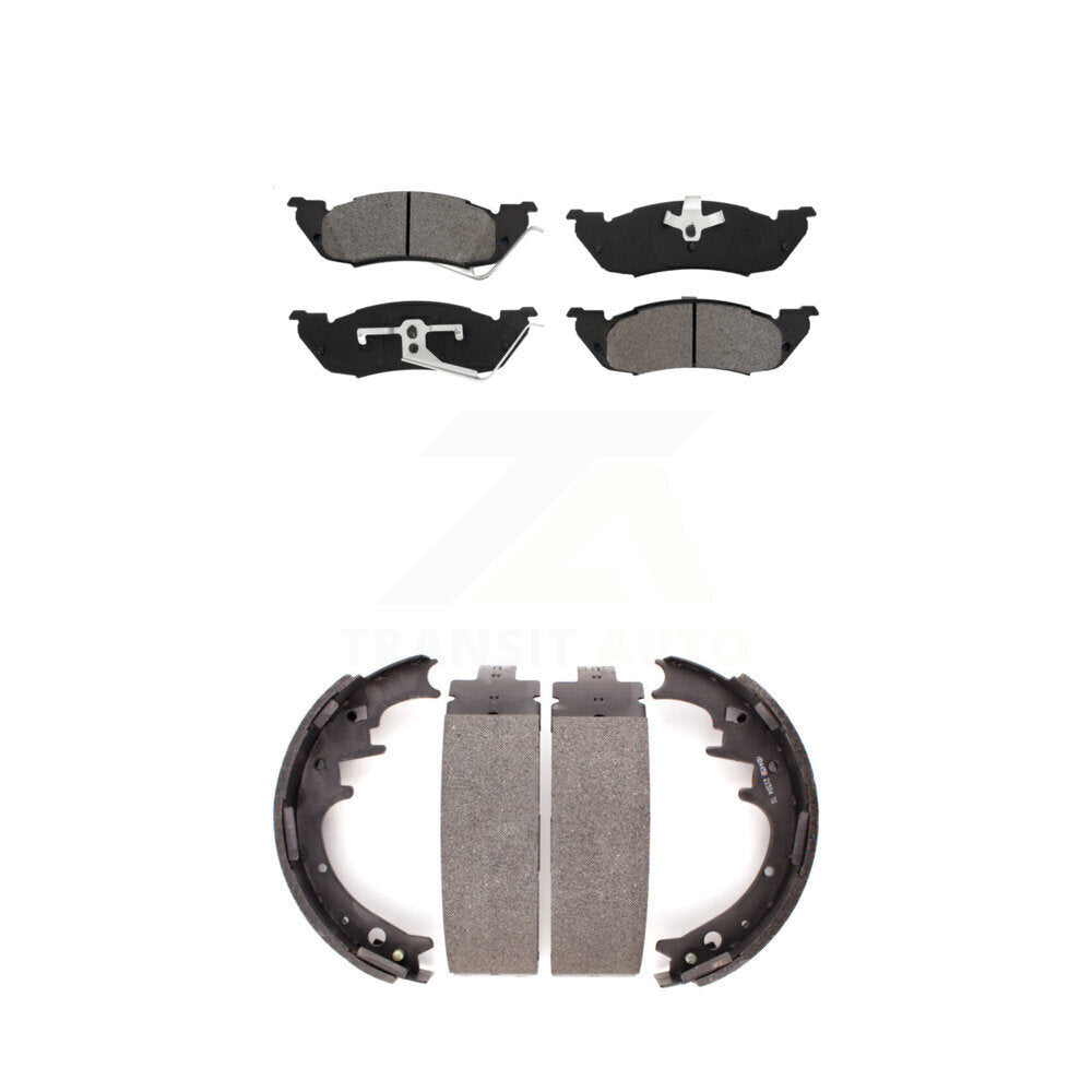 Semi-Metallic Brake Pads Drum Shoe Front Rear Kit For 1991-1996 Dodge Dakota RWD