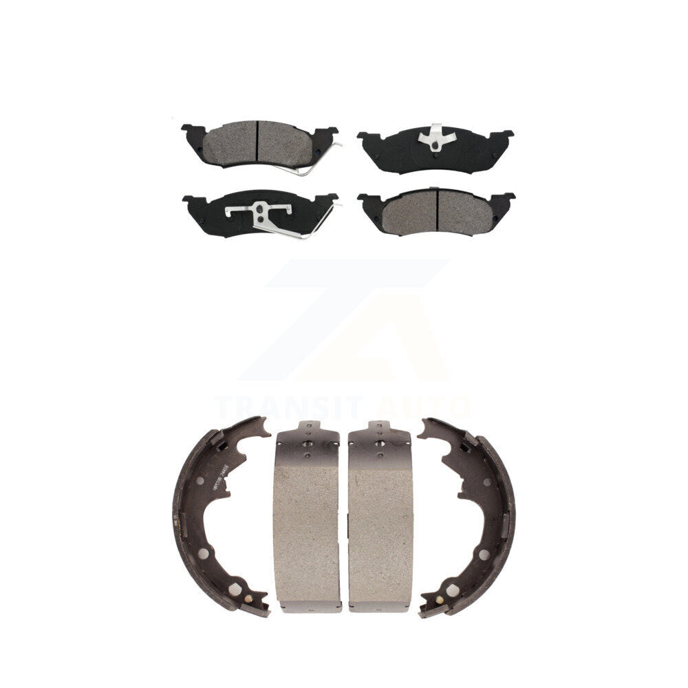 Semi-Metallic Brake Pads Drum Shoe Front Rear Kit For 1991-1996 Dodge Dakota RWD