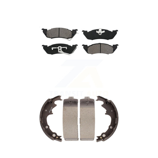 Semi-Metallic Brake Pads Drum Shoe Front Rear Kit For 1991-1996 Dodge Dakota RWD