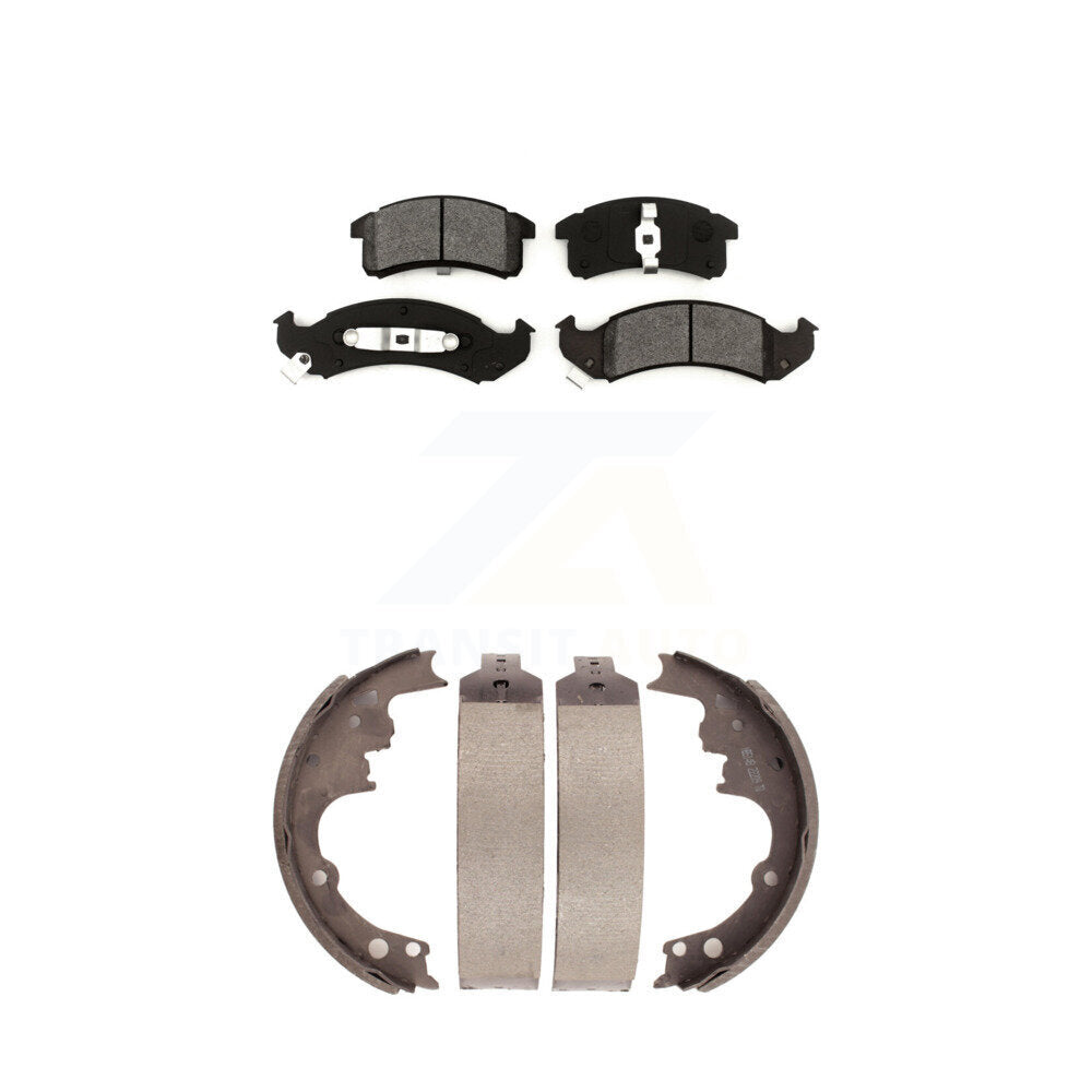 Semi-Metallic Brake Pads & Drum Shoe Front Rear Kit For Chevrolet Camaro Pontiac