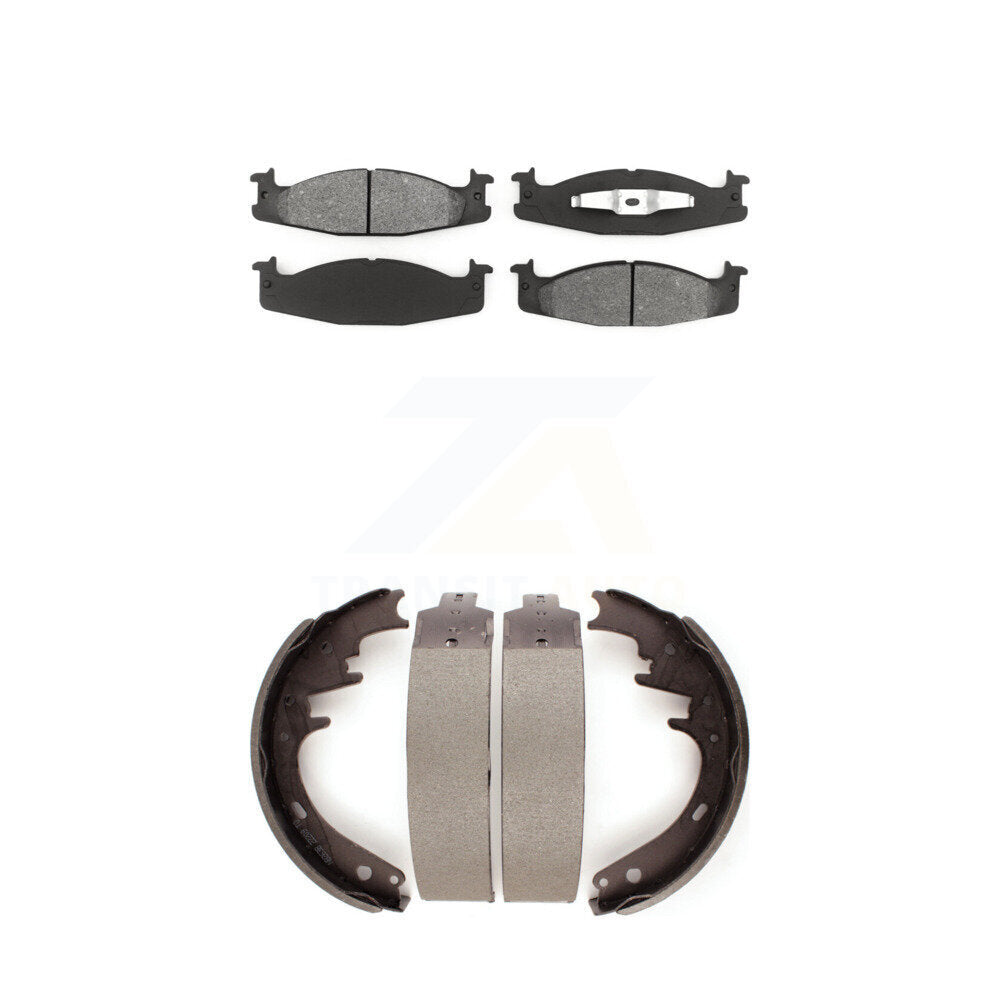 Semi-Metallic Brake Pads & Drum Shoes Front Rear Kit For Ford F-150 Bronco E-150