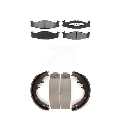 Semi-Metallic Brake Pads & Drum Shoes Front Rear Kit For Ford F-150 Bronco E-150