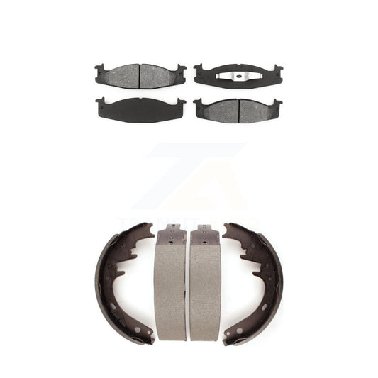 Semi-Metallic Brake Pads & Drum Shoes Front Rear Kit For Ford F-150 Bronco E-150