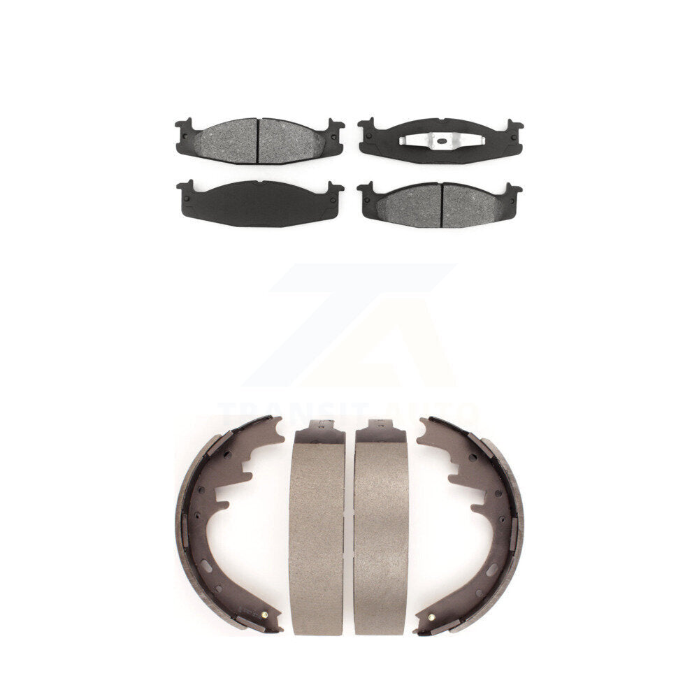 Semi-Metallic Brake Pads Drum Shoes Front Rear Kit For Ford E-150 Econoline Club