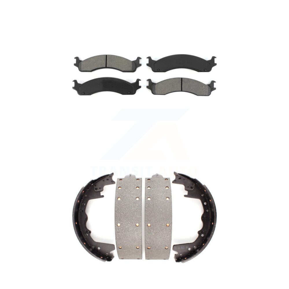 Semi-Metallic Brake Pads And Drum Shoe Front Rear Kit For Ford F-350 F-250 E-350