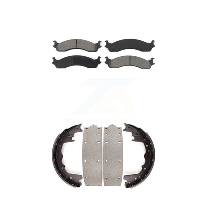 Semi-Metallic Brake Pads And Drum Shoe Front Rear Kit For Ford F-350 F-250 E-350