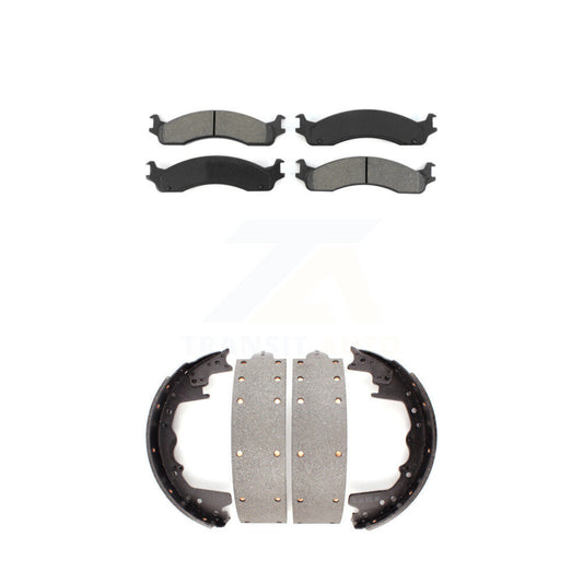 Semi-Metallic Brake Pads And Drum Shoe Front Rear Kit For Ford F-350 F-250 E-350