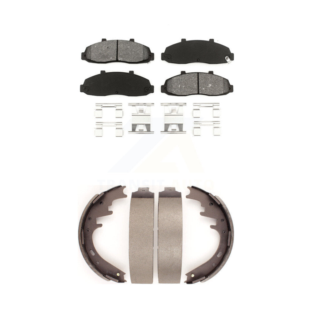 Semi-Metallic Brake Pads And Drum Shoes Front Rear Kit For Ford F-150