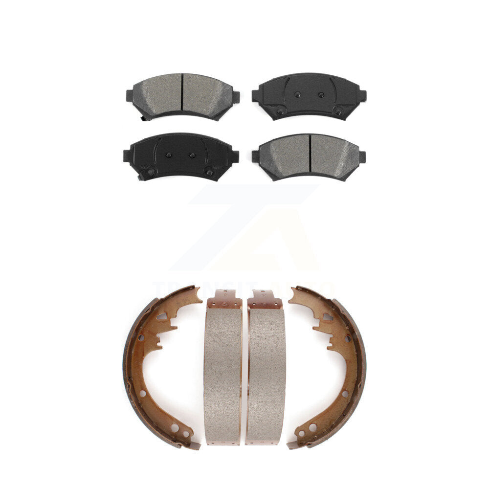 Semi-Metallic Brake Pads And Drum Shoes Front Rear Kit For Cadillac DeVille