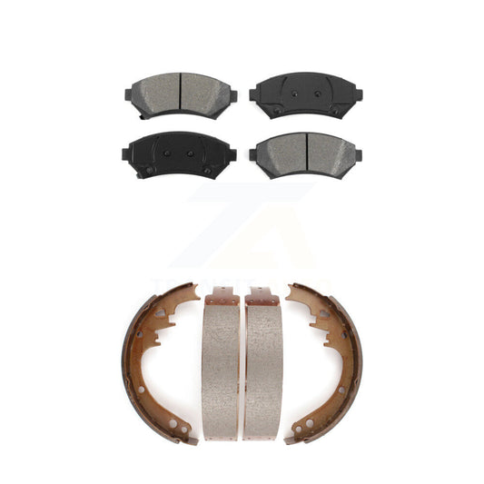 Semi-Metallic Brake Pads And Drum Shoes Front Rear Kit For Cadillac DeVille