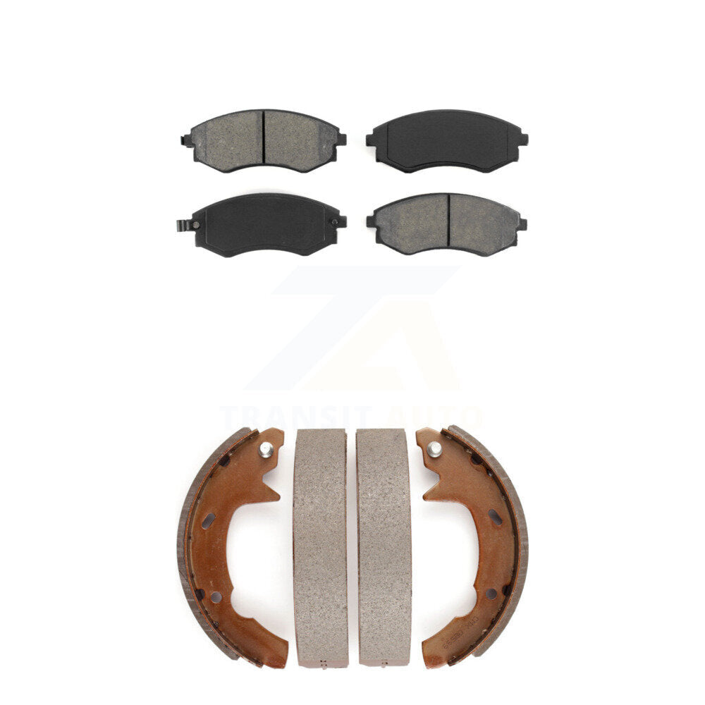 Semi-Metallic Brake Pads & Drum Shoe Front Rear Kit For 1991-1993 Hyundai Sonata