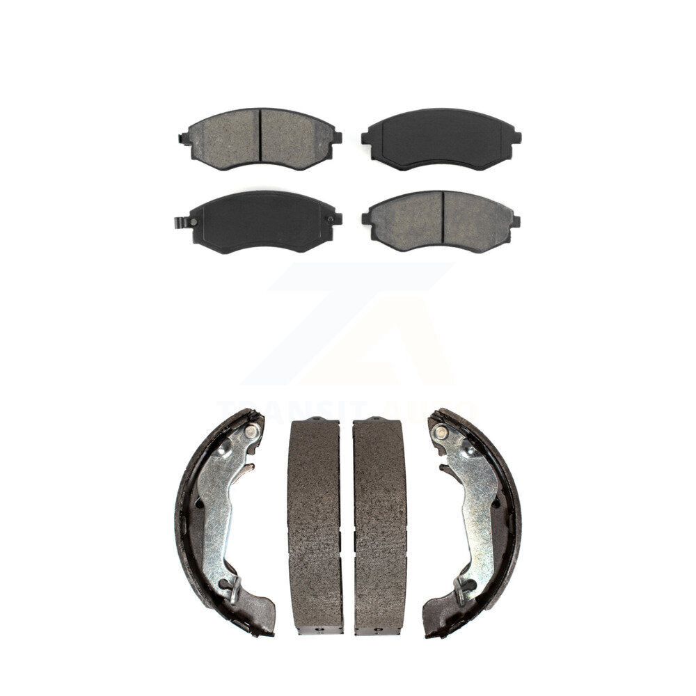 Semi-Metallic Brake Pads & Drum Shoes Front Rear Kit For Hyundai Elantra Tiburon