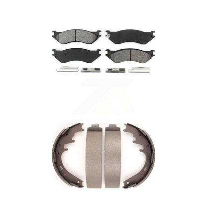 Semi-Metallic Brake Pads Drum Shoes Front Rear Kit For Ford F-150 Dodge Ram 1500