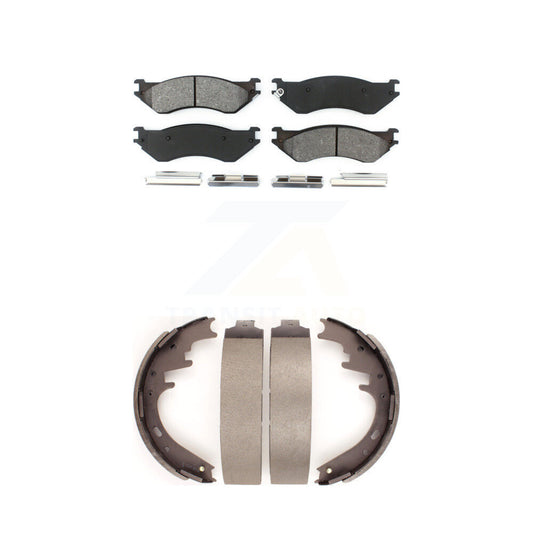 Semi-Metallic Brake Pads Drum Shoes Front Rear Kit For Ford F-150 Dodge Ram 1500