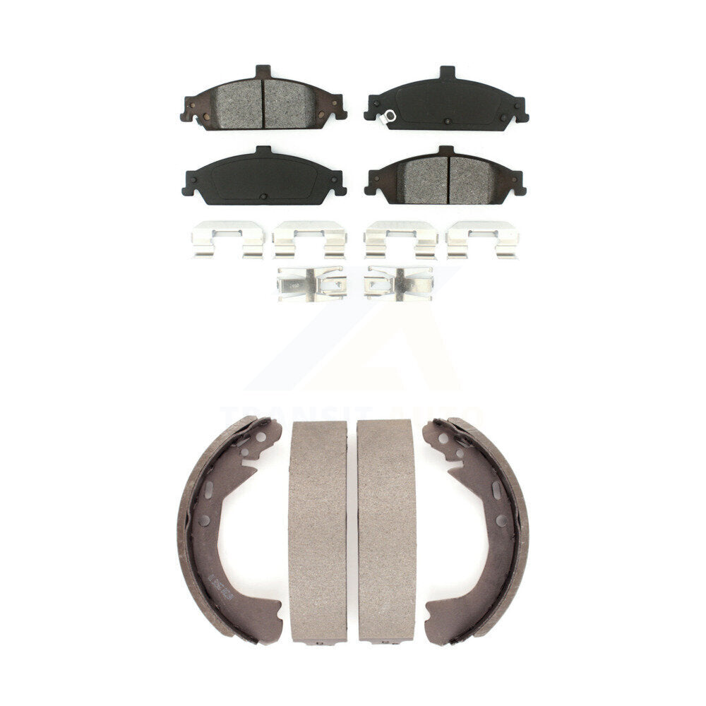 Semi-Metallic Brake Pads Drum Shoe Front Rear Kit For Pontiac Grand Am Chevrolet