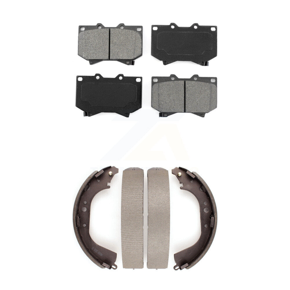 Semi-Metallic Brake Pads And Drum Shoes Front Rear Kit For Toyota Tundra