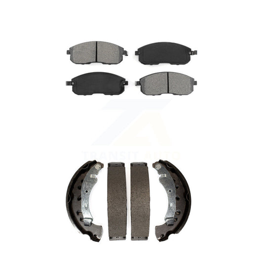 Semi-Metallic Brake Pads & Drum Shoes Front Rear Kit For 2013-2019 Nissan Sentra
