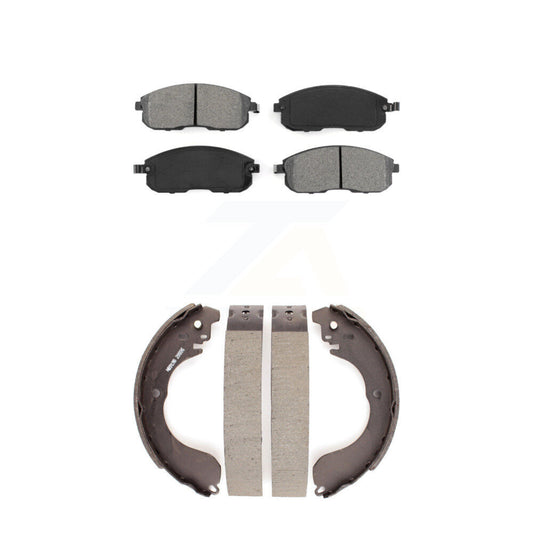 Semi-Metallic Brake Pads & Drum Shoe Front Rear Kit For Nissan Versa Sentra Cube