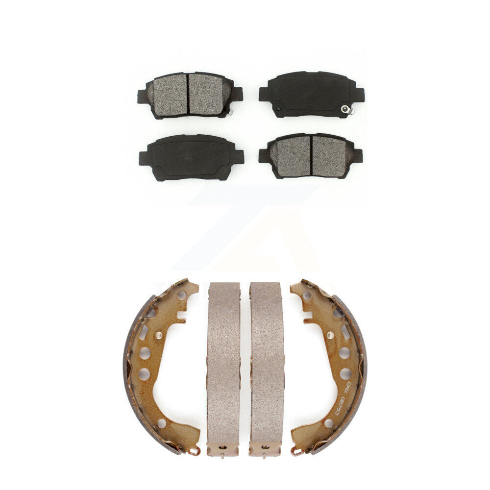 Semi-Metallic Brake Pads Drum Shoes Front Rear Kit For Toyota Prius Celica Scion