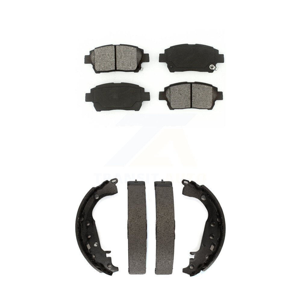 Semi-Metallic Brake Pads And Drum Shoes Front Rear Kit For 2009 Toyota Prius