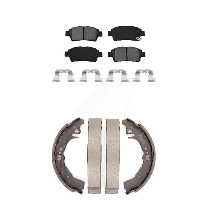 Semi-Metallic Brake Pads And Drum Shoes Front Rear Kit For 2000 Toyota Echo