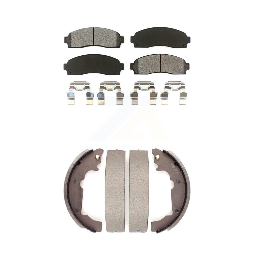 Semi-Metallic Brake Pads And Drum Shoes Front Rear Kit For Saturn Vue Chevrolet