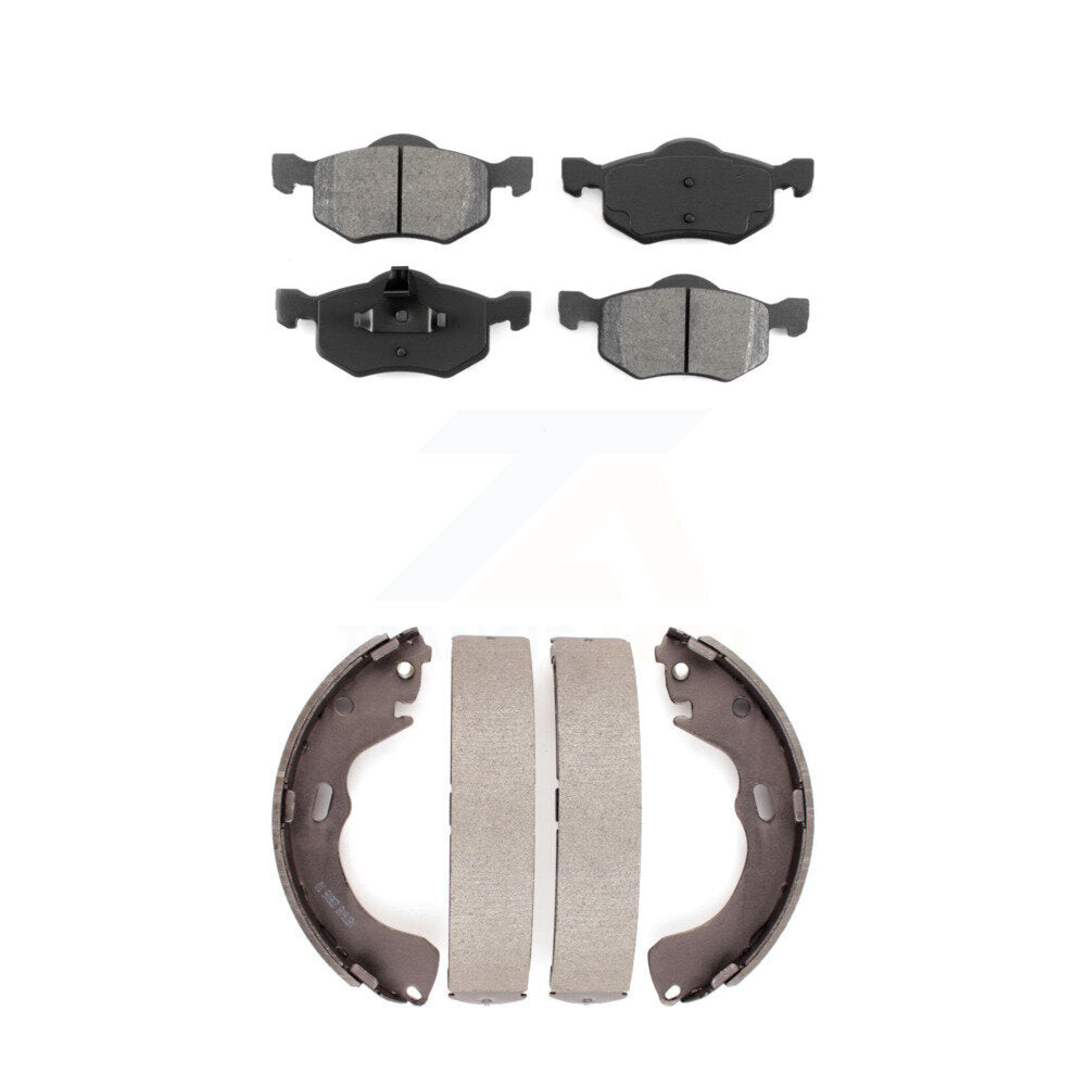 Semi-Metallic Brake Pads Drum Shoes Front Rear Kit For Ford Escape Mazda Tribute