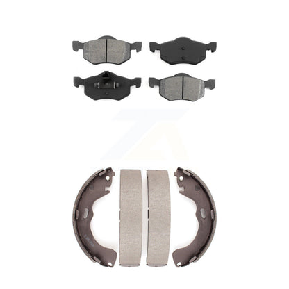 Semi-Metallic Brake Pads Drum Shoes Front Rear Kit For Ford Escape Mazda Tribute