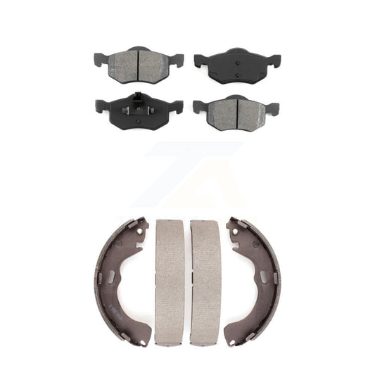 Semi-Metallic Brake Pads Drum Shoes Front Rear Kit For Ford Escape Mazda Tribute
