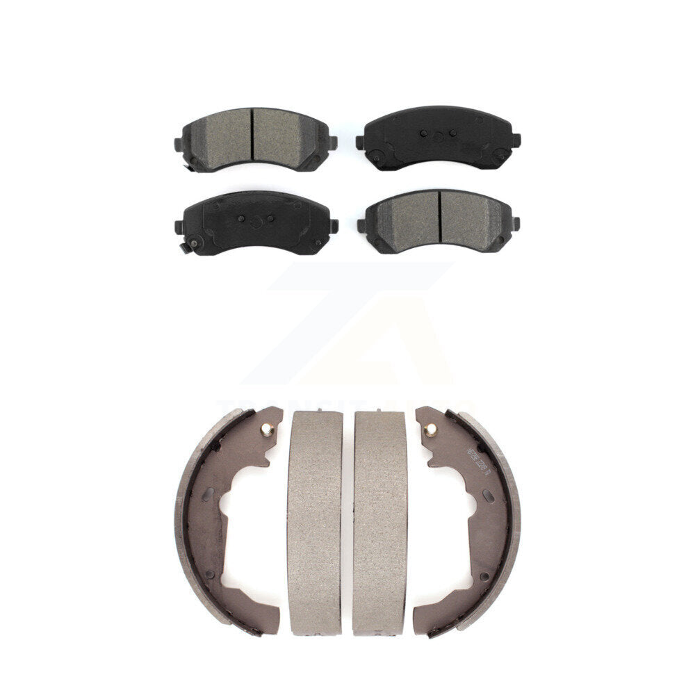 Semi-Metallic Brake Pads & Drum Shoes Front Rear Kit For 2001-2005 Pontiac Aztek