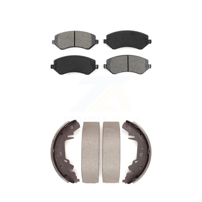 Semi-Metallic Brake Pads Drum Shoe Front Rear Kit For Dodge Caravan Grand Town &