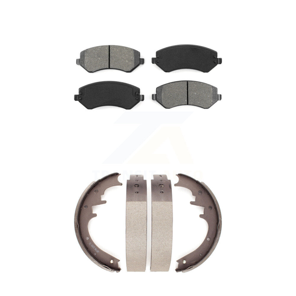 Semi-Metallic Brake Pads And Drum Shoes Front Rear Kit For 2002 Jeep Liberty