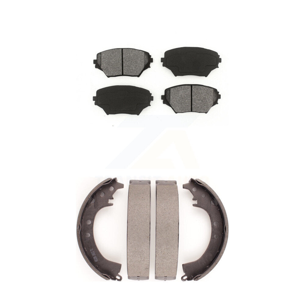 Semi-Metallic Brake Pads And Drum Shoes Front Rear Kit For 2001-2002 Toyota RAV4