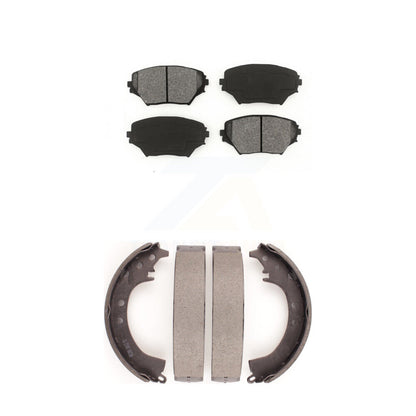 Semi-Metallic Brake Pads And Drum Shoes Front Rear Kit For 2001-2002 Toyota RAV4