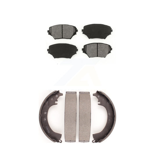 Semi-Metallic Brake Pads And Drum Shoes Front Rear Kit For 2001-2002 Toyota RAV4