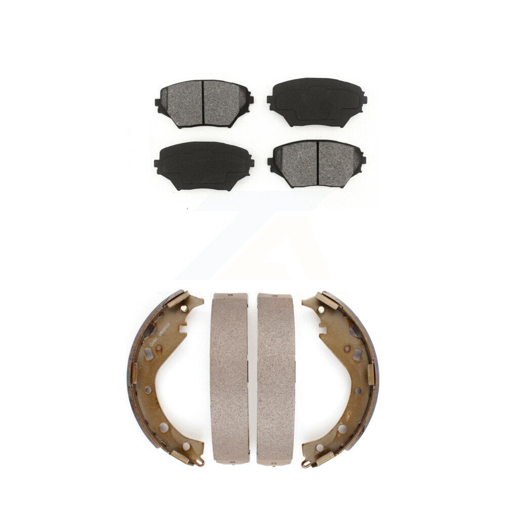 Semi-Metallic Brake Pads And Drum Shoes Front Rear Kit For 2003-2005 Toyota RAV4