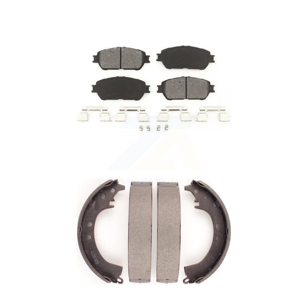 Semi-Metallic Brake Pads Drum Shoes Front Rear Kit For 05-06 Toyota Camry SE/XLE