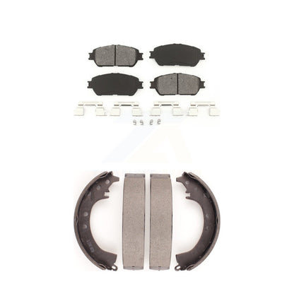 Semi-Metallic Brake Pads Drum Shoes Front Rear Kit For 05-06 Toyota Camry SE/XLE