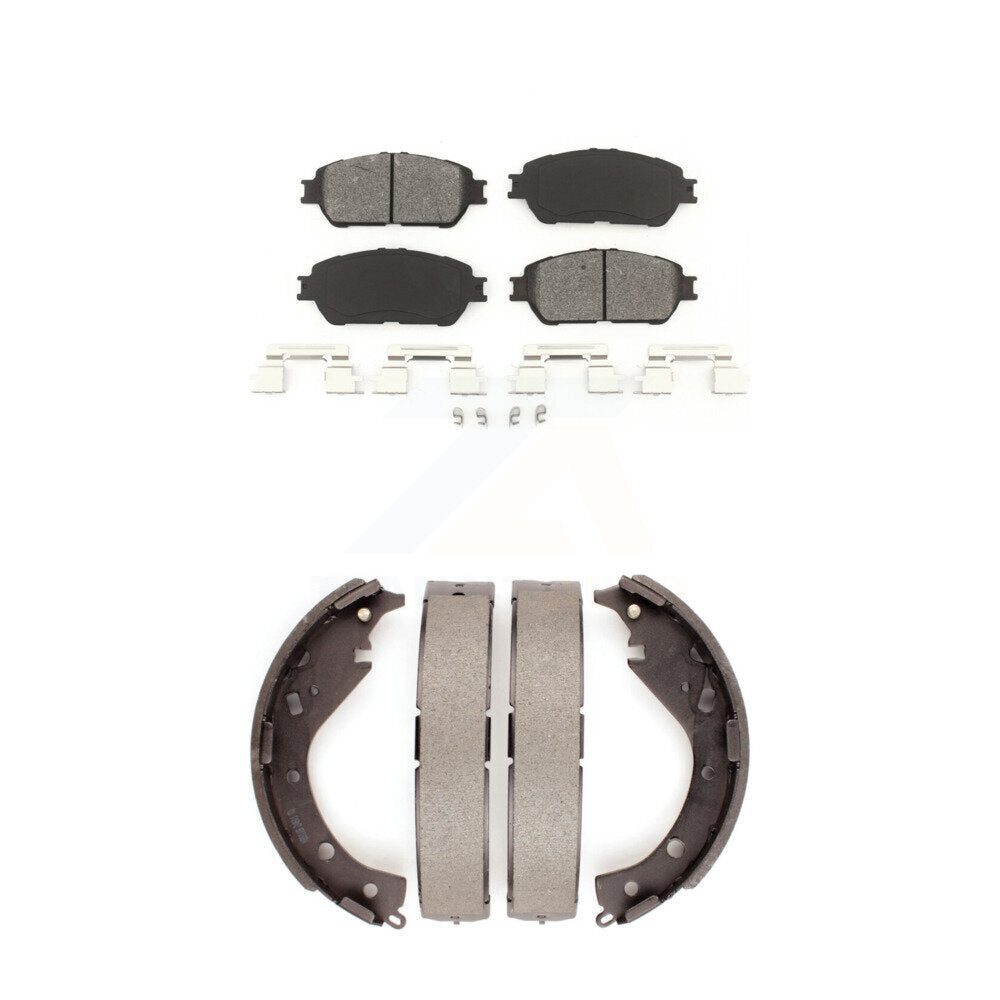 Semi-Metallic Brake Pads Drum Shoes Front Rear Kit For 05-06 Toyota Camry SE/XLE