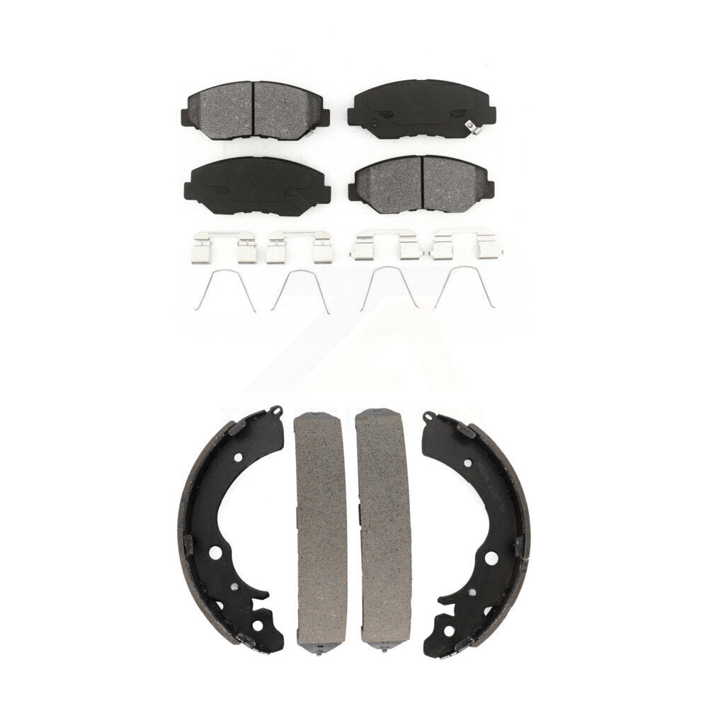 Semi-Metallic Brake Pads And Drum Shoes Front Rear Kit For Honda Accord Fit