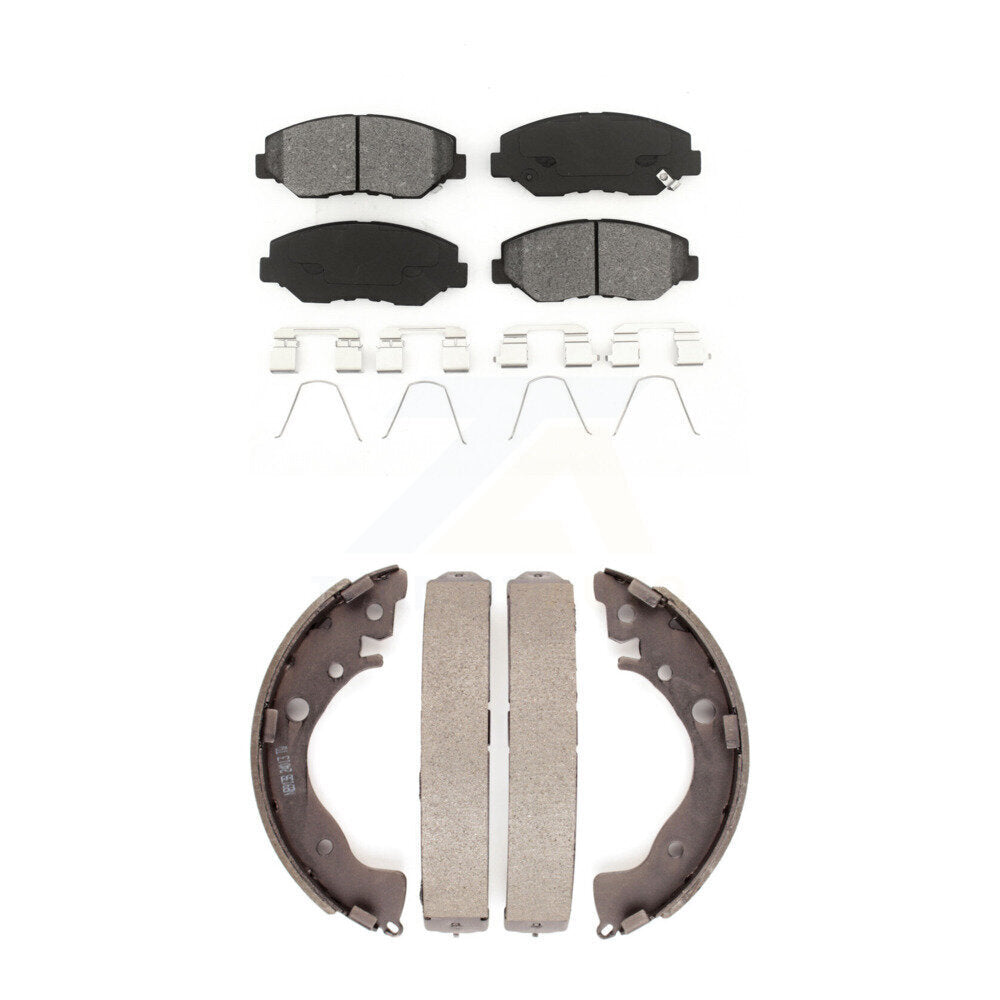 Semi-Metallic Brake Pads And Drum Shoes Front Rear Kit For Honda Civic