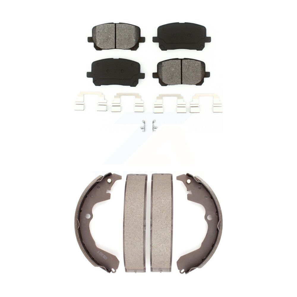Semi-Metallic Brake Pads Drum Shoe Front Rear Kit For Toyota Matrix Pontiac Vibe