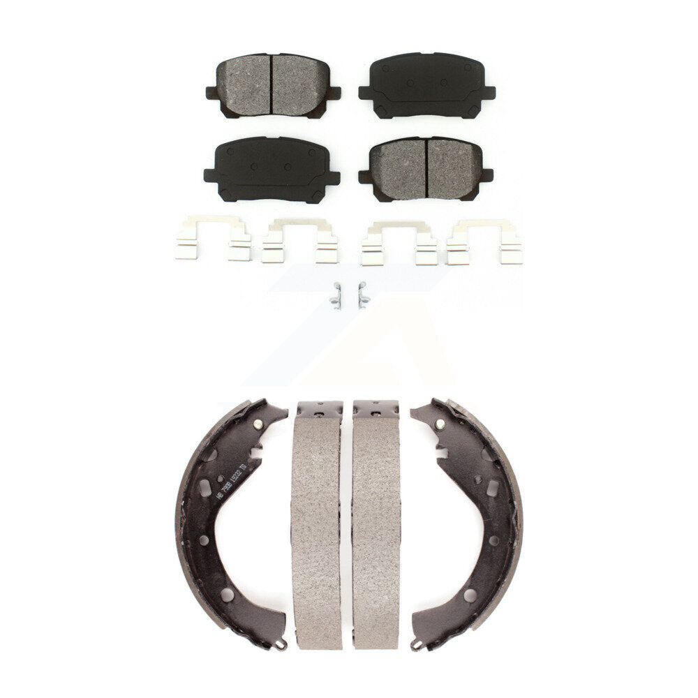 Semi-Metallic Brake Pads Drum Shoe Front Rear Kit For Toyota Matrix Pontiac Vibe